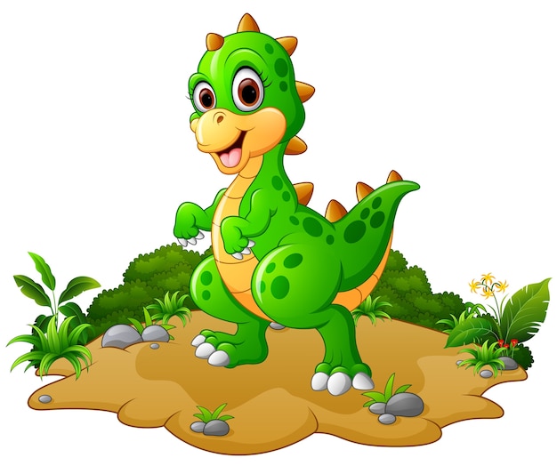 Cartone animato di dinosauro felice