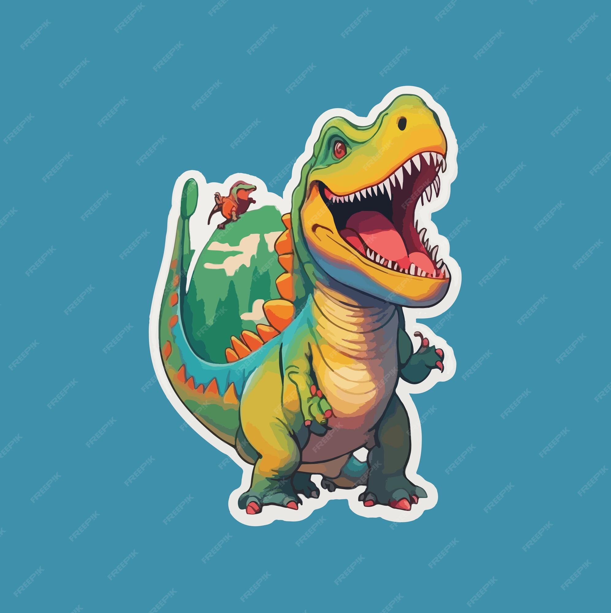 Premium Vector A happy dinosaur sticker generative by ai