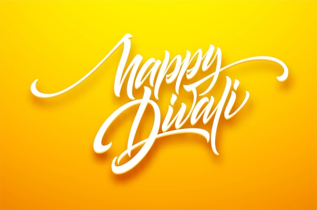 Happy divali festival of lights black calligraphy hand lettering text isolated on white background.