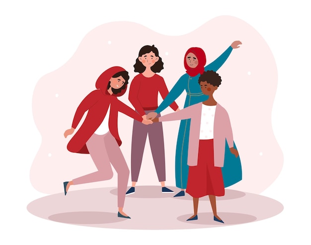 Happy diverse female friends concept