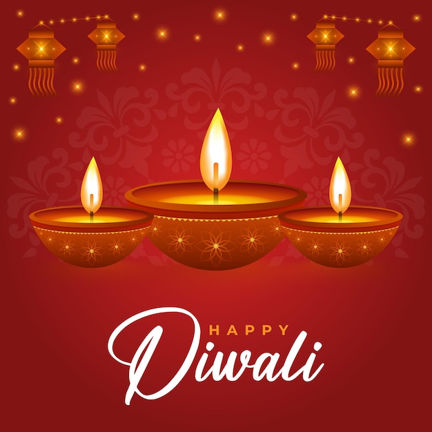 Happy diwali background design with diya