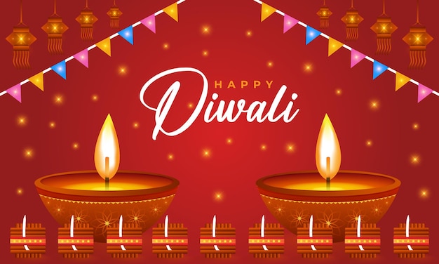 Happy Diwali background design with Diya