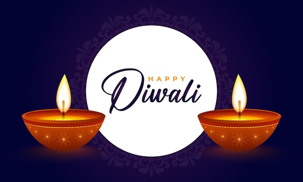 Happy Diwali background design with Diya