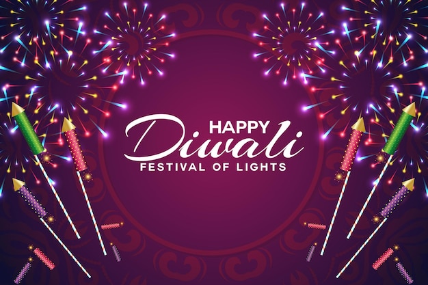 Vector happy diwali background design with with crackers