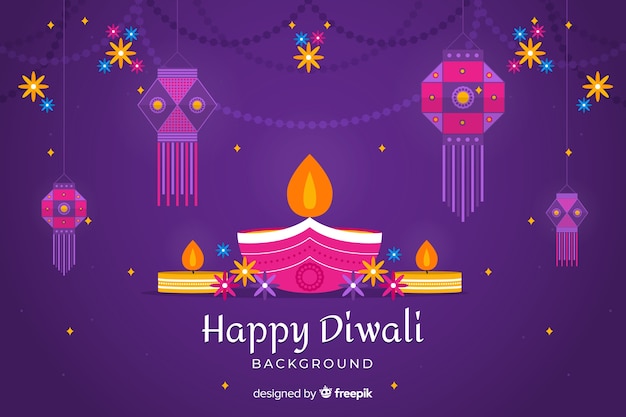 Happy diwali background in flat design