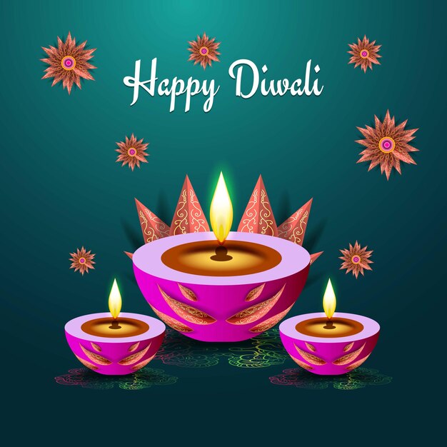 happy diwali background in green gradient colors