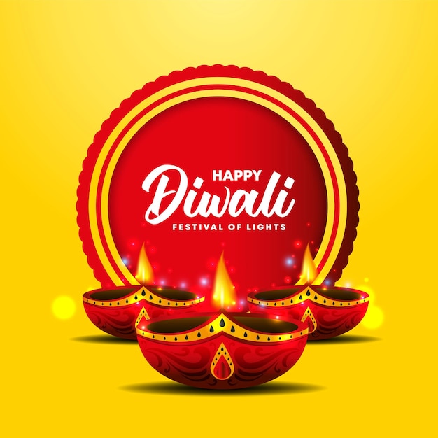 Sfondo felice diwali con sfondo decorativo l banner festival diwali l elegante diwali felice