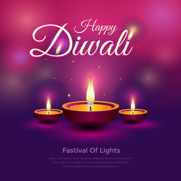 Happy diwali background with decorative lights background