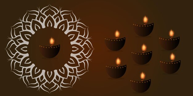 Fondo felice di diwali con il modello di vettore della decorazione floreale