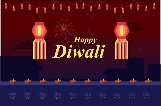 Happy Diwali Background with Lantern