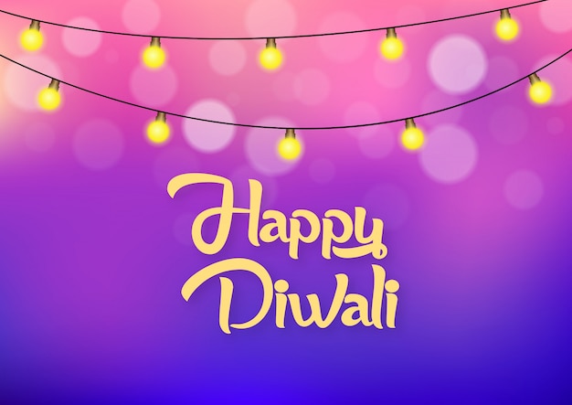 Vector happy diwali background with lights