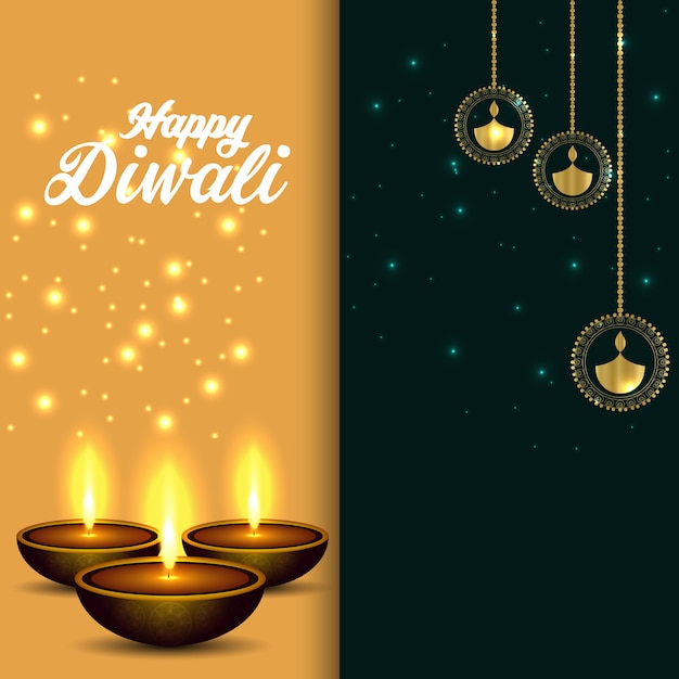 Happy diwali background with oil diwali lamp