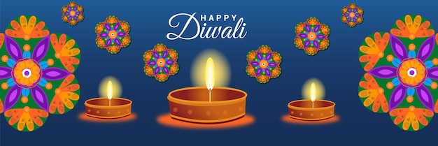 Felice diwali banner e poster design stock