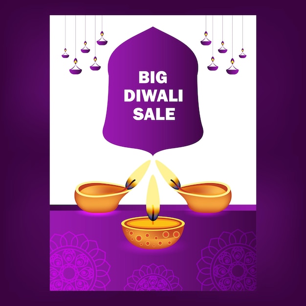 Vector happy diwali big sale flyer template