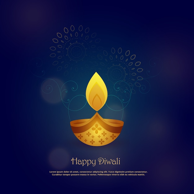 happy diwali card design with beautiful diya