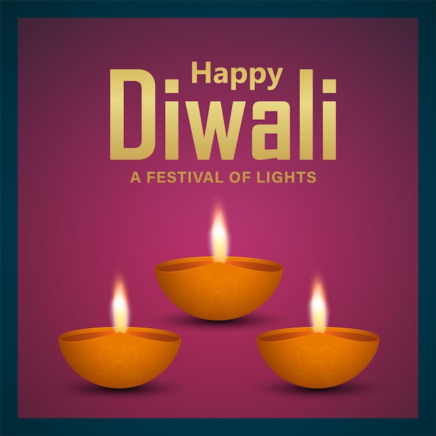 Fondo felice di celebrazione di diwali con diwali diya