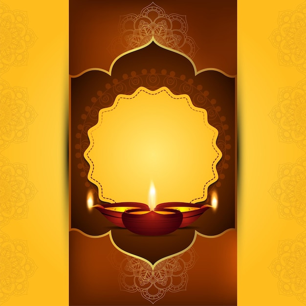 Happy diwali celebration greeting card with vector illustration