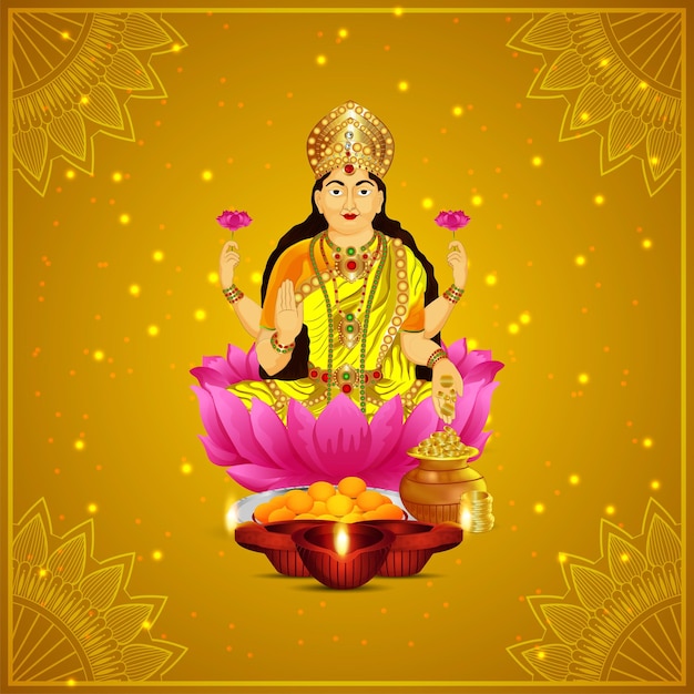 Vector happy diwali celebration greeting card with vector illustration