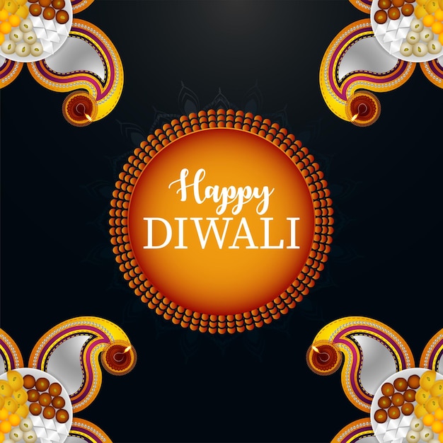 Happy diwali celebration greeting card