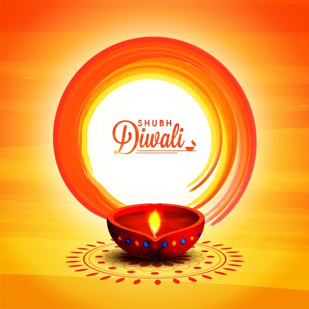 Happy Diwali celebration shiny background with Oil Lamp.