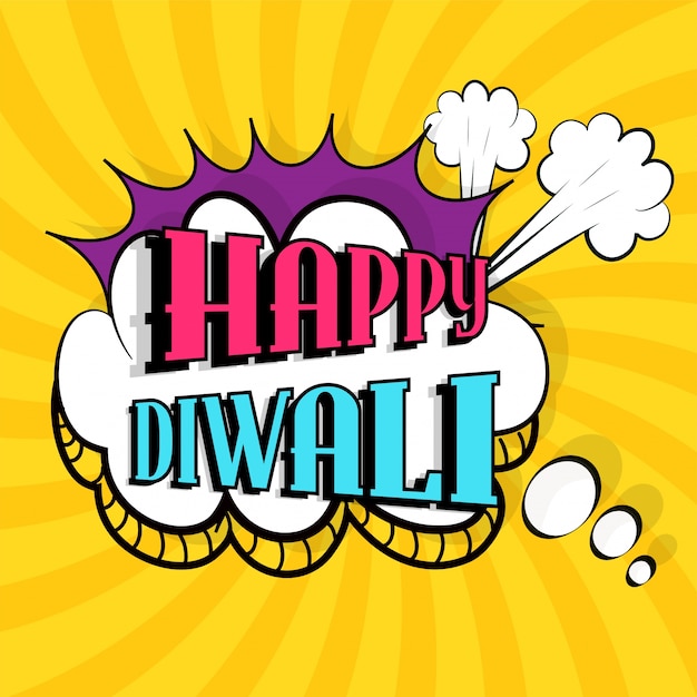 Vector happy diwali celebrations background with popart style.