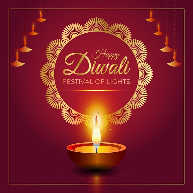 Happy Diwali concept in flat design