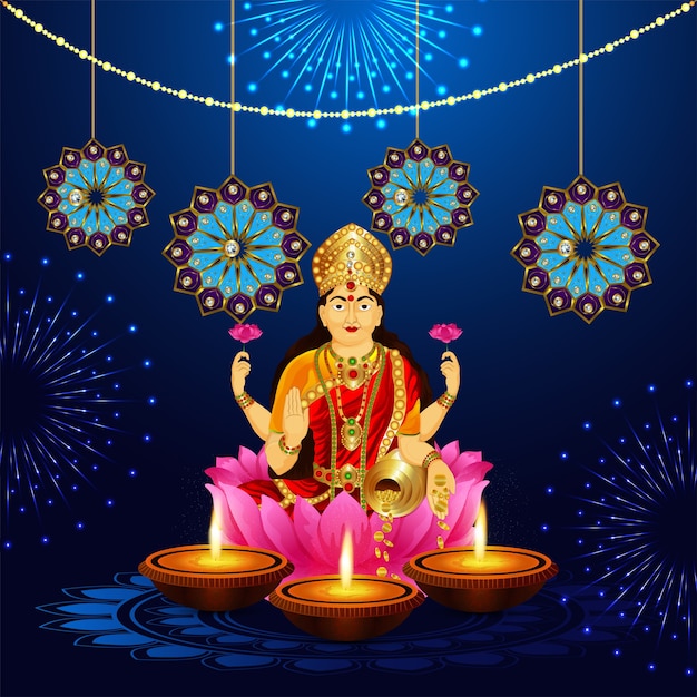 Happy diwali creative background with goddess laxami