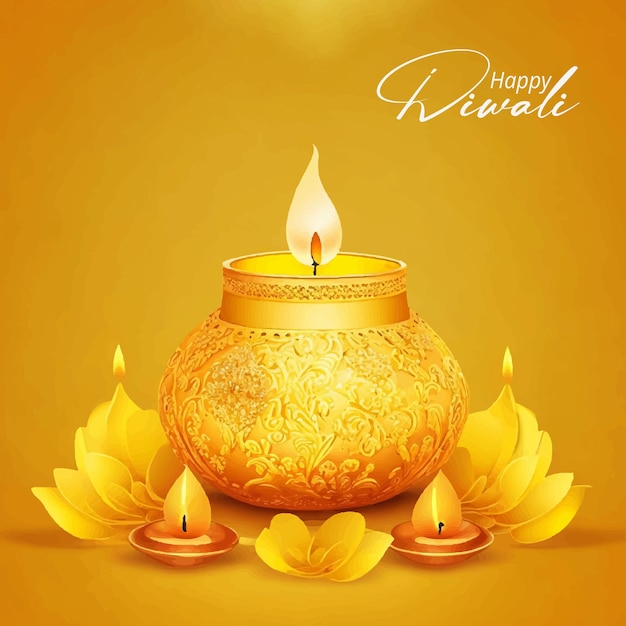 Happy diwali decorative lamp festival celebration card background