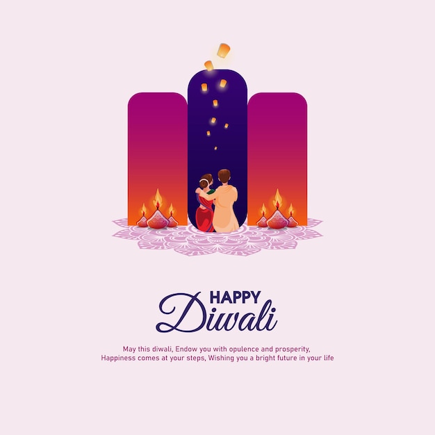 Happy Diwali decorative oil lamp festival banner