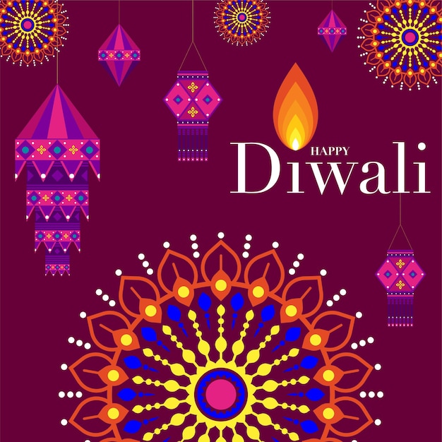 Vettore felice diwali deepavali o dipavali il festival