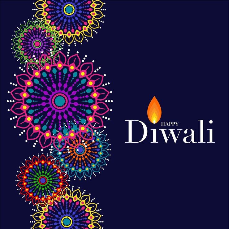 Вектор happy diwali, deepavali или dipavali, индийский фестиваль празднование плоского дизайна