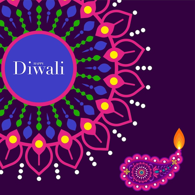 Happy diwali, deepavali o dipavali il design piatto di celebrazione del festival indiano