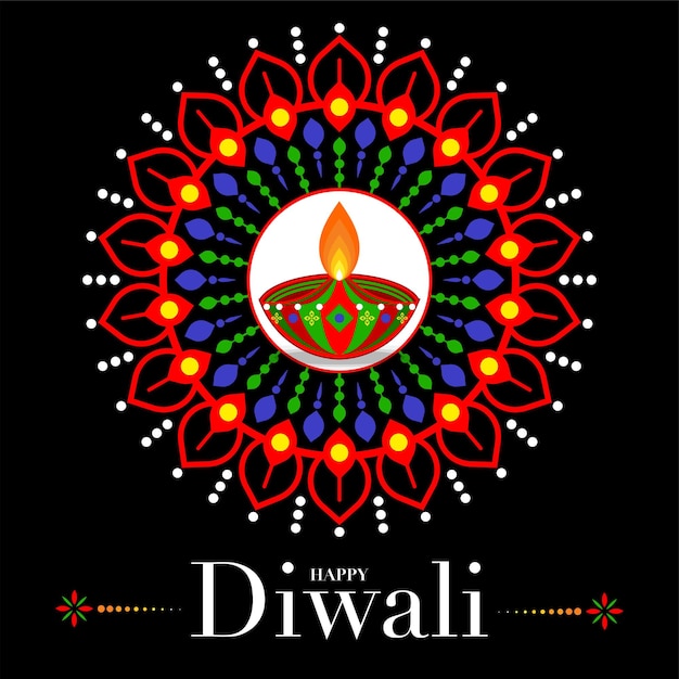 ハッピー ディワリ、ディーパバリ、またはディパバリ インドのお祭りお祝いフラット デザイン