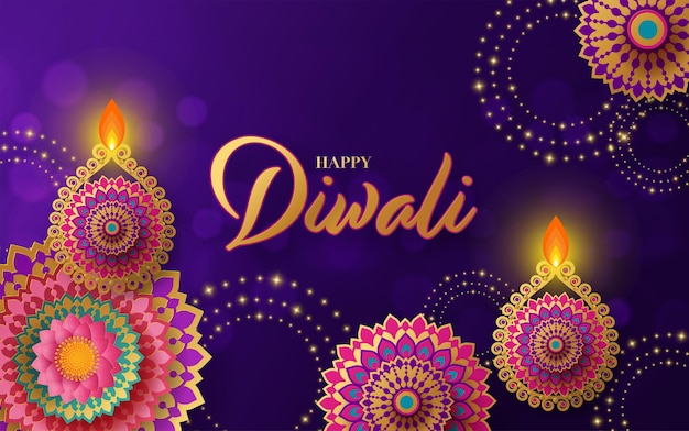 Vettore felice diwali deepavali il festival indiano