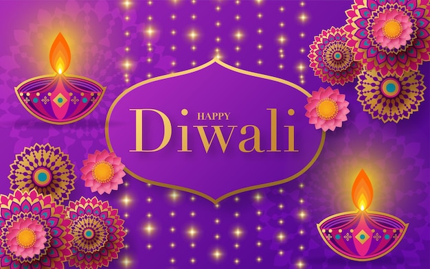 Vettore felice diwali deepavali il festival indiano