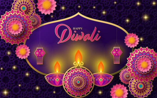 Vector happy diwali deepavali the indian festival