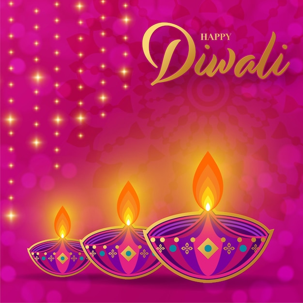 Vettore felice diwali deepavali il festival indiano