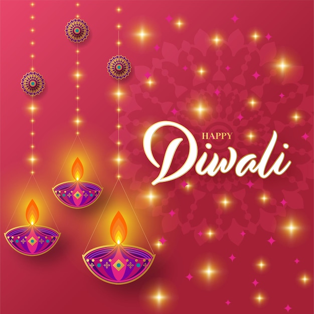 Vettore felice diwali deepavali il festival indiano