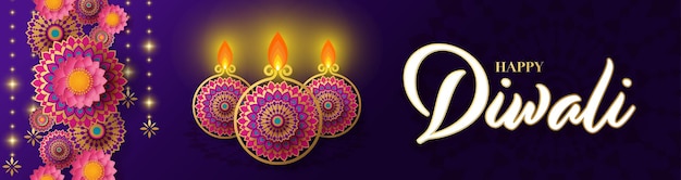 Vettore felice diwali deepavali il festival indiano