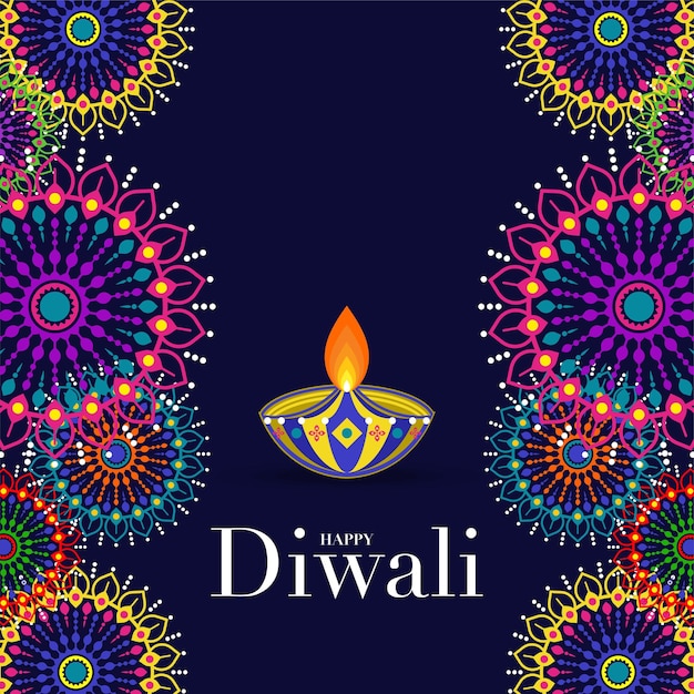 Happy diwali, deepavali или dipavali, индийский фестиваль празднование плоского дизайна