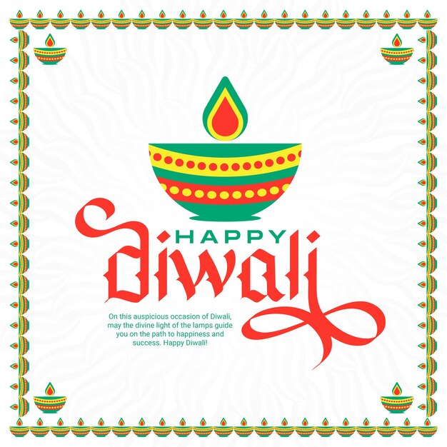 Vector happy diwali and deepavali social media post template in hindi hindi calligraphy language