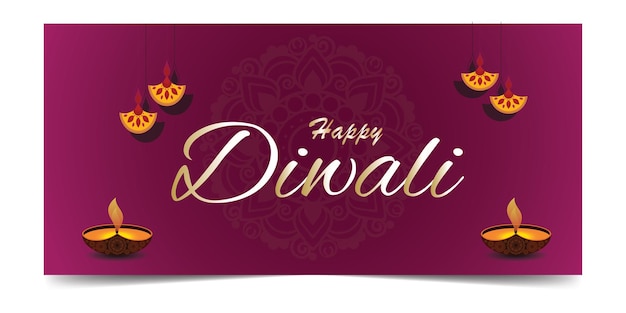 Vector happy diwali design banner achtergrond