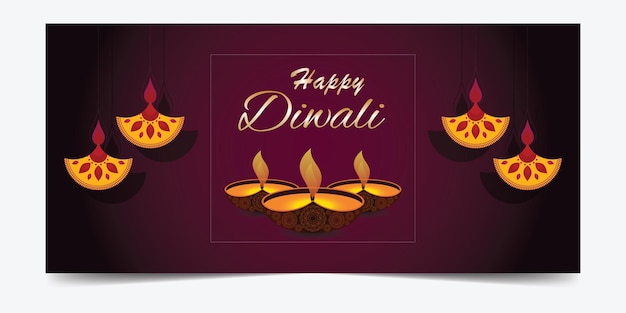 Vector happy diwali design banner achtergrond