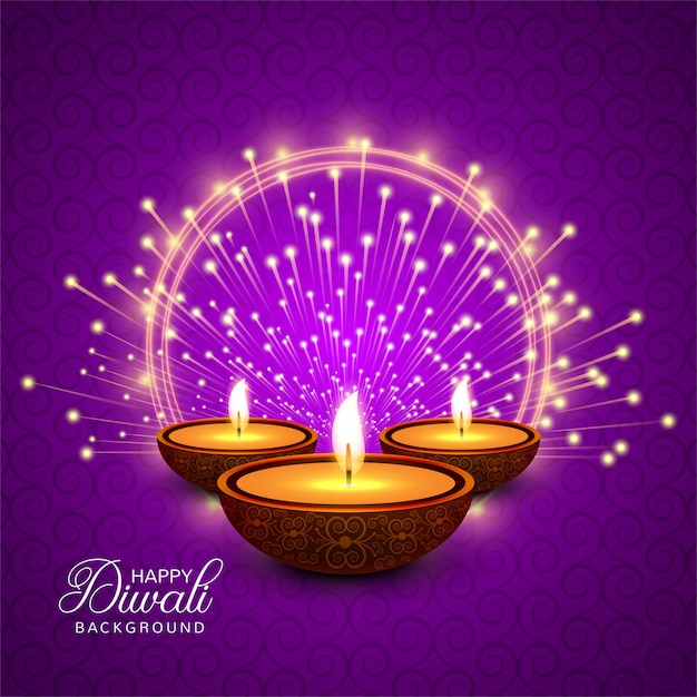 Fondo felice della carta di festival della lampada a olio di diya di diwali