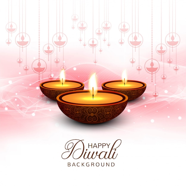 Vector happy diwali diya oil lamp festival shiny background