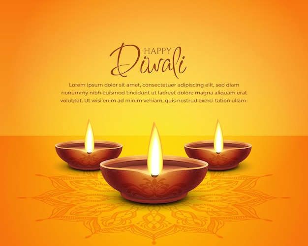 happy diwali festival background with Oil Lamps for  social media cover, banner, greeting card. vect