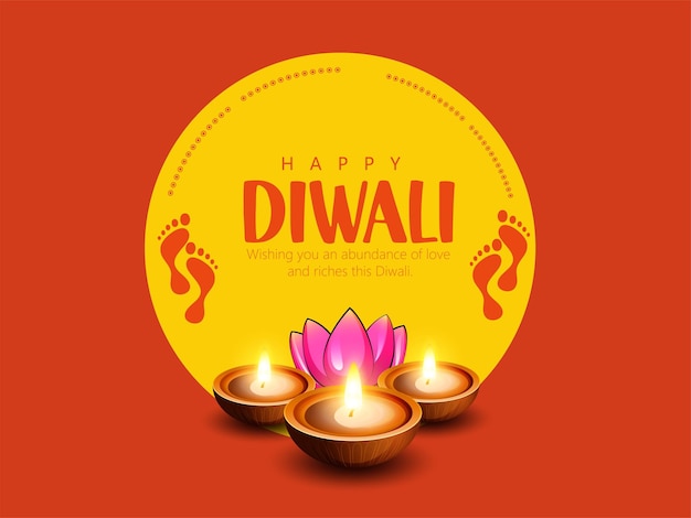 Happy diwali festival background with realistic oil lamp. diwali background design for banner, poste