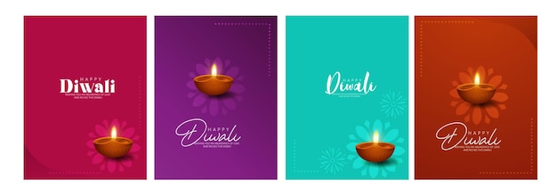 Happy Diwali festival background with realistic oil lamp.