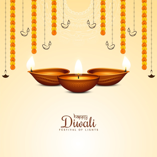 happy diwali festival background with stylish lamps 