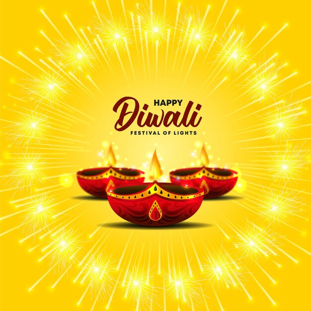 Вектор Баннер фестиваля happy diwali l элегантный шаблон сообщения в социальных сетях happy diwali